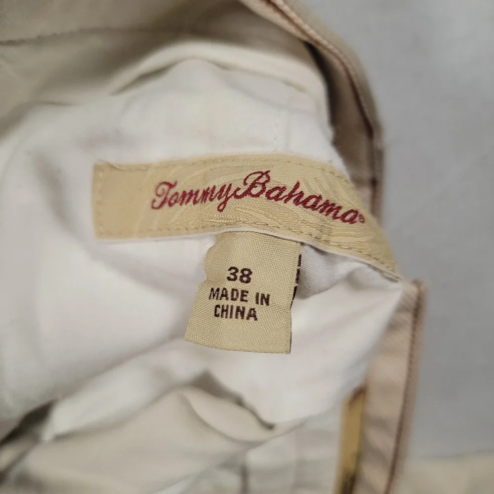 Tommy Bahama Silk Bamboo Pleated Shorts Mens 38 Beige Herringbone Luxury Casual